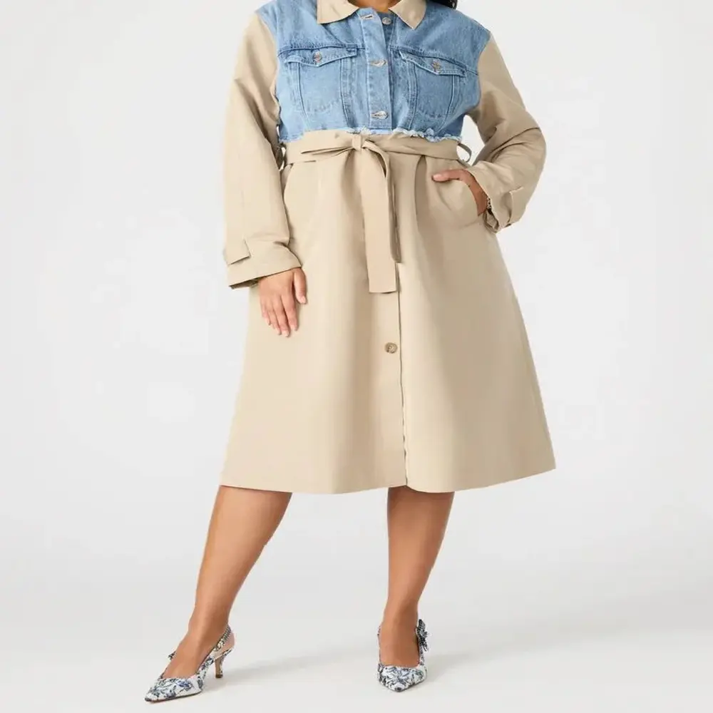 Zuri Hall Access Daily 2025 Denim & Khaki Trench Coat