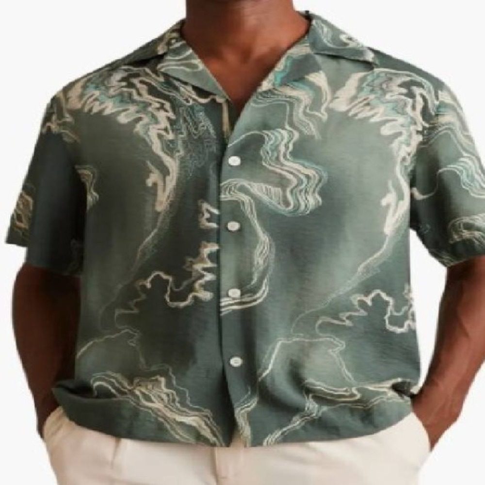 2025 Access Hollywood Scott Evans Green Marble Print Shirt