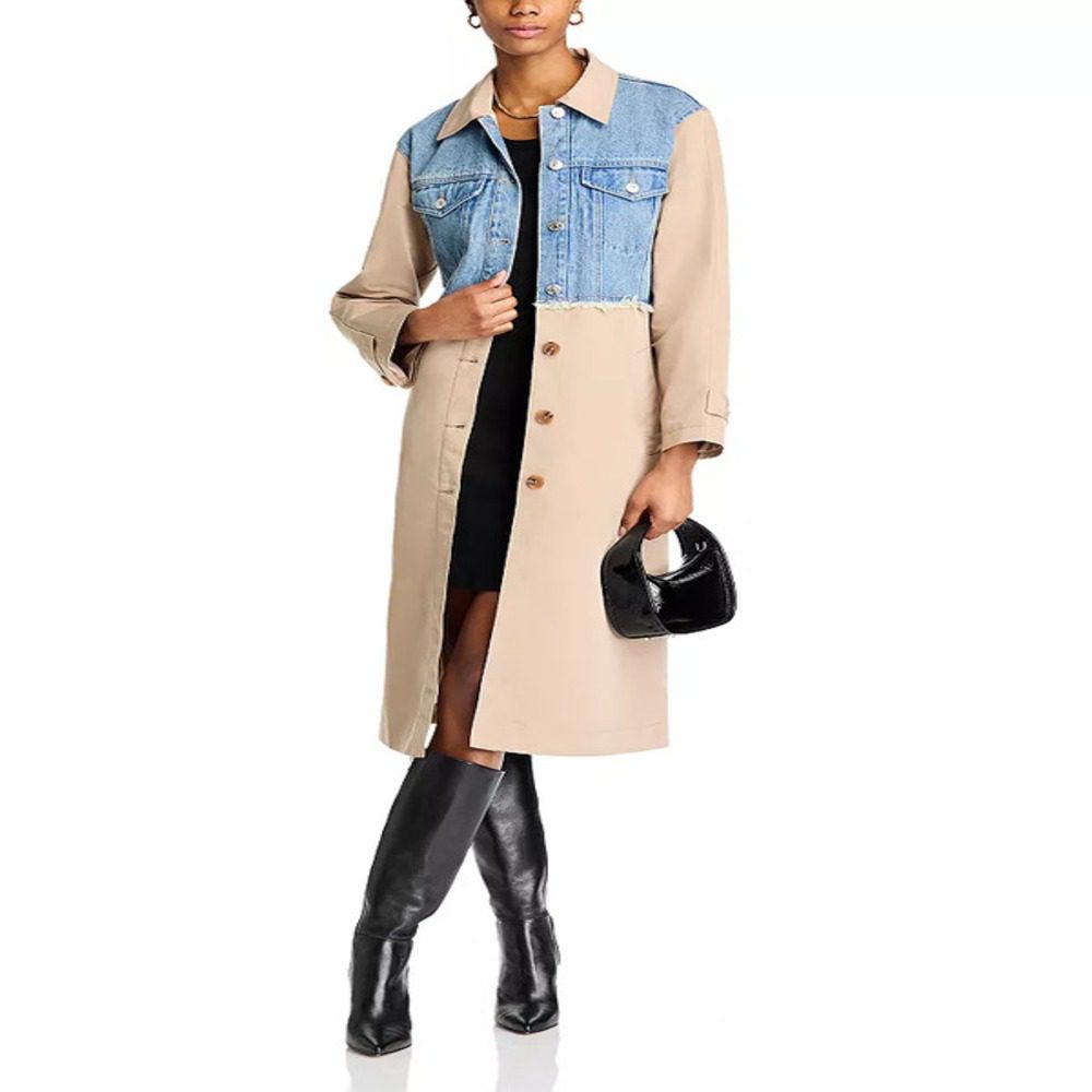 Zuri Hall Access Daily 2025 Denim & Khaki Trench Coat - Image 2