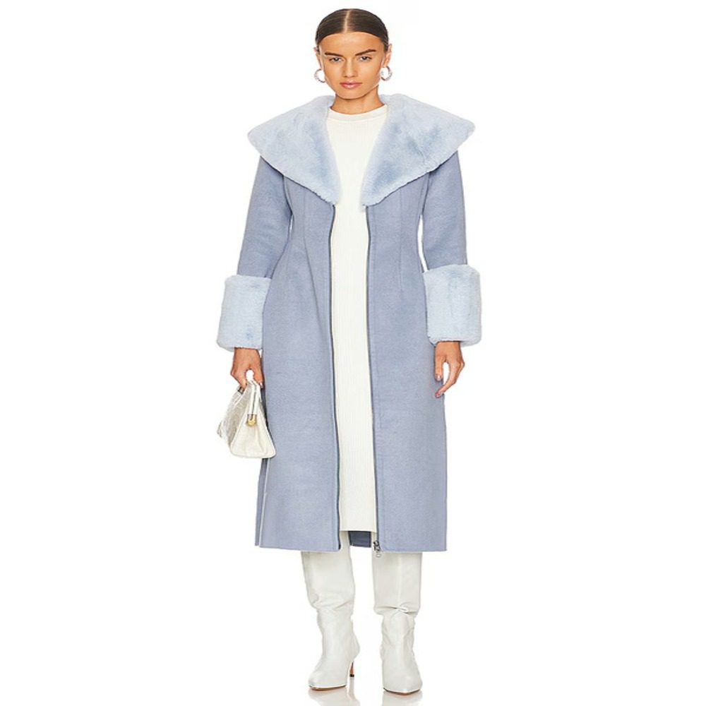 Access Hollywood 2025 Emily Orozco Blue Fur Collar Coat