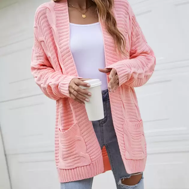 Open Front Dropped Shoulder Longline Cardigan